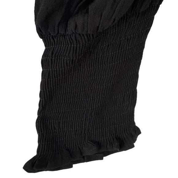 next Black Long Puff Ballon Sleeve Elastic Smocked Cuff Midi Dress Plus Size 14 - Picture 4 of 12